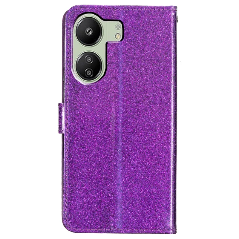 For Xiaomi Redmi 13C 4G / Poco C65 4G Case Glittering Leather Wallet Stand Cover - Purple