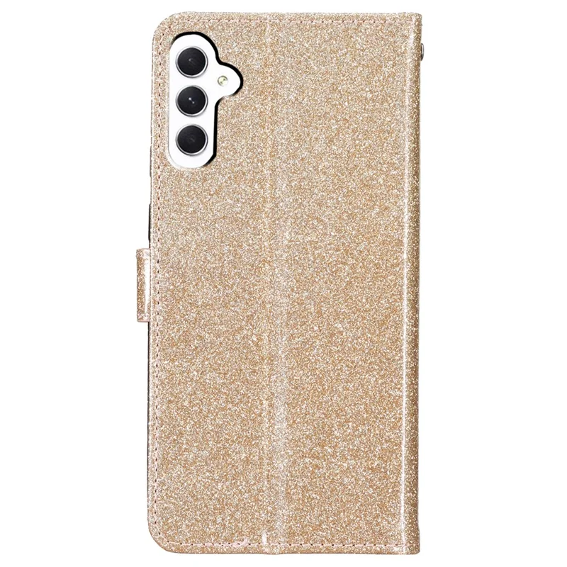 For Samsung Galaxy A35 5G Leather Case Glitter Card Slots Wallet Phone Cover - Gold
