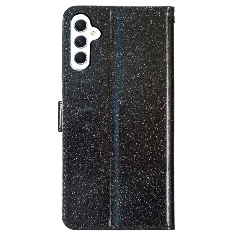 For Samsung Galaxy A35 5G Leather Case Glitter Card Slots Wallet Phone Cover - Black