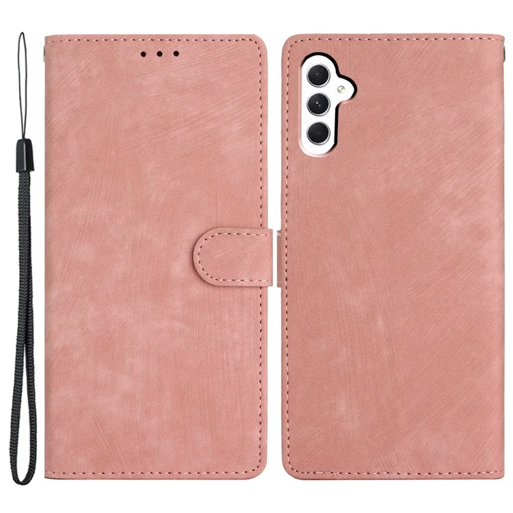 Funda de tarjetero de cuero para Samsung Galaxy A35 5G, color sólido, sensación de piel, funda de teléfono - Oro rosa