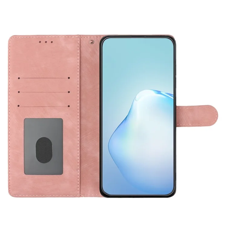 Funda de tarjetero de cuero para Samsung Galaxy A35 5G, color sólido, sensación de piel, funda de teléfono - Oro rosa