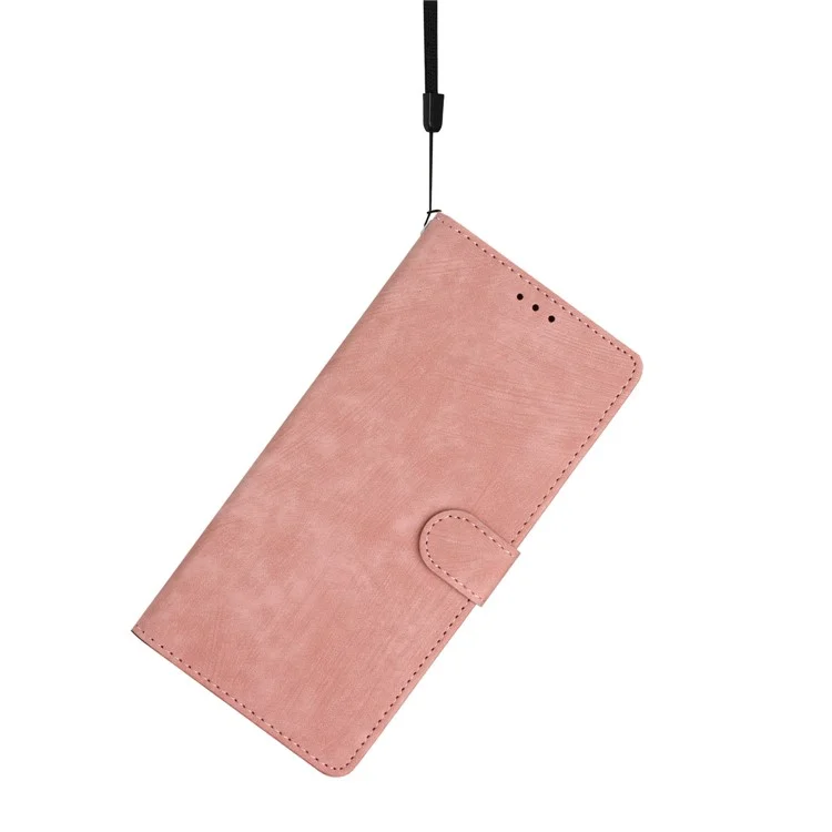 Funda de tarjetero de cuero para Samsung Galaxy A35 5G, color sólido, sensación de piel, funda de teléfono - Oro rosa