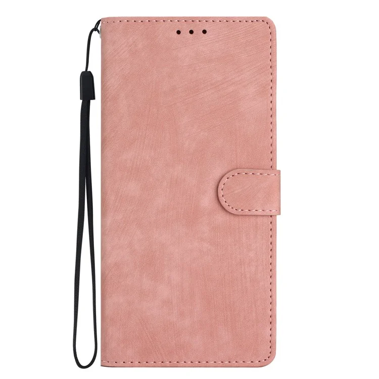 Funda de tarjetero de cuero para Samsung Galaxy A35 5G, color sólido, sensación de piel, funda de teléfono - Oro rosa