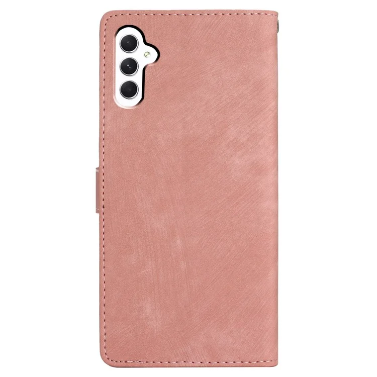 Funda de tarjetero de cuero para Samsung Galaxy A35 5G, color sólido, sensación de piel, funda de teléfono - Oro rosa