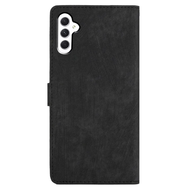 For Samsung Galaxy A35 5G Leather Card Holder Case Solid Color Skin-Feel Phone Cover - Black