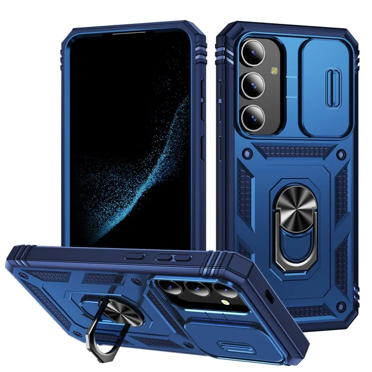 For Samsung Galaxy S24 Anti-Drop Protection Case with Camera Sliding Cover - Sapphire