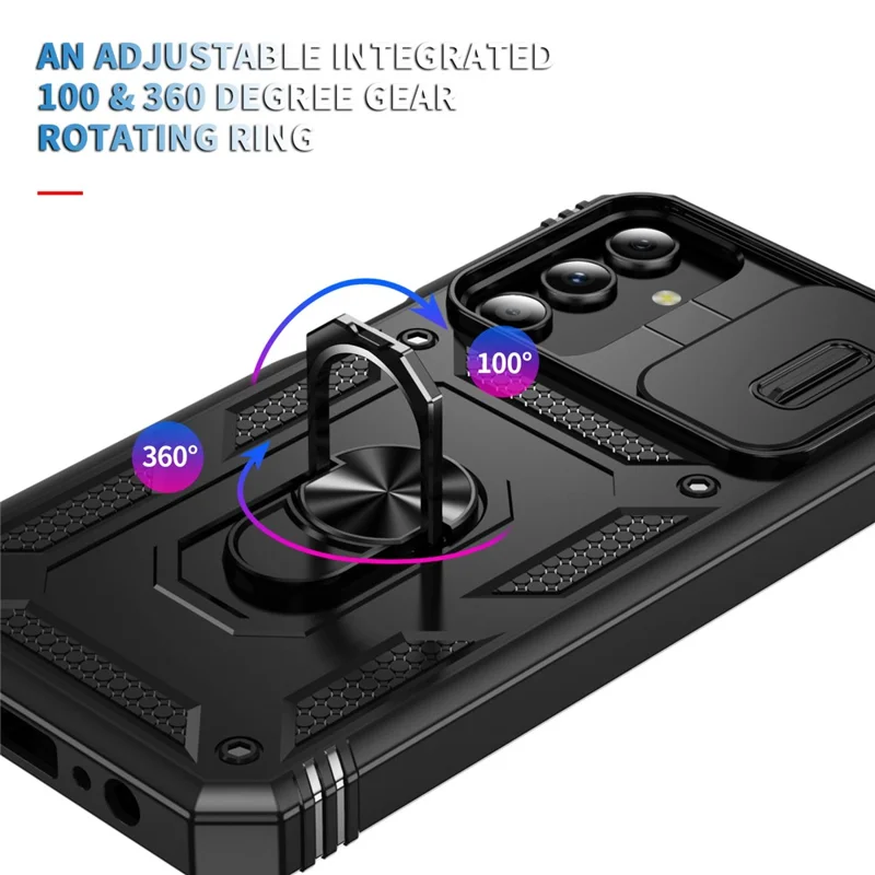 Slide Window Design for Samsung Galaxy S24+ Phone Case TPU+PC Protective Cover - BlackBlack