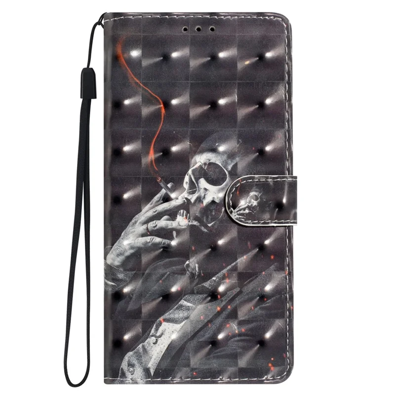 For Samsung Galaxy A35 5G Wallet Leather Case with Multiple Card Slots and Stand - Smoking Skeleton