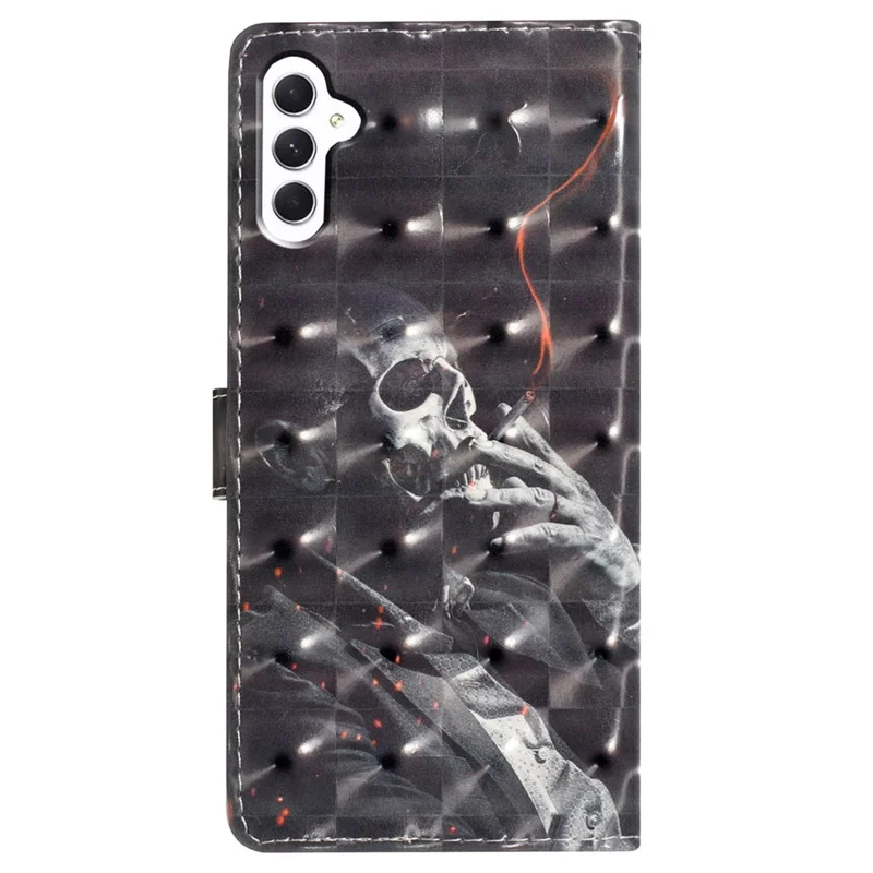 For Samsung Galaxy A35 5G Wallet Leather Case with Multiple Card Slots and Stand - Smoking Skeleton
