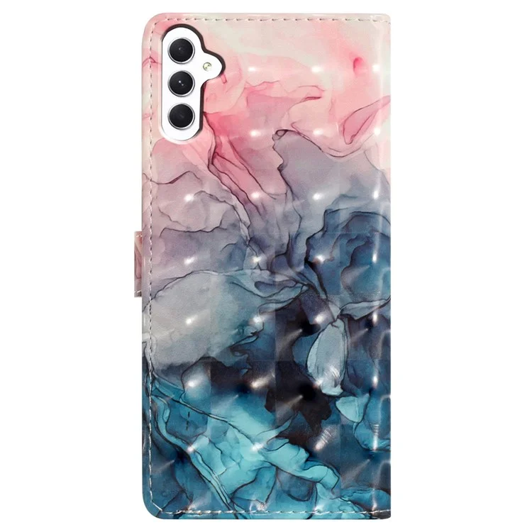 Capa de Couro para Samsung Galaxy A55 5G, Estampa 3D, Estilo Carteira, com Compartimentos para Cartões - Rosa Azul Mármore