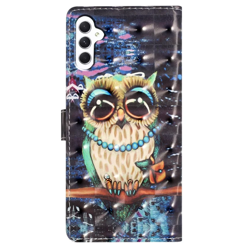 Leather Case for Samsung Galaxy A55 5G 3D Pattern Wallet Style Phone Cover with Card Slots - Owl