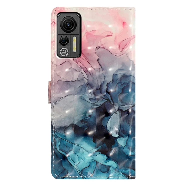 Für Ulefone Note 14 Case mit Kartenorganizer 3D-Muster Leder-Wallet-Flip-Cover - Pink Blue Marble