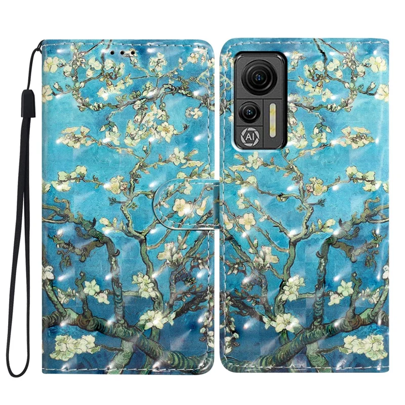 For Ulefone Note 14 Case with Card Organizer 3D Pattern Leather Wallet Flip Cover - Apricot Blossom
