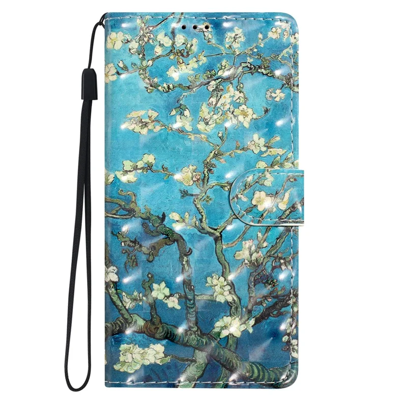 For Ulefone Note 14 Case with Card Organizer 3D Pattern Leather Wallet Flip Cover - Apricot Blossom