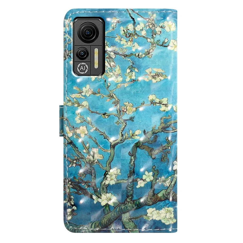 For Ulefone Note 14 Case with Card Organizer 3D Pattern Leather Wallet Flip Cover - Apricot Blossom