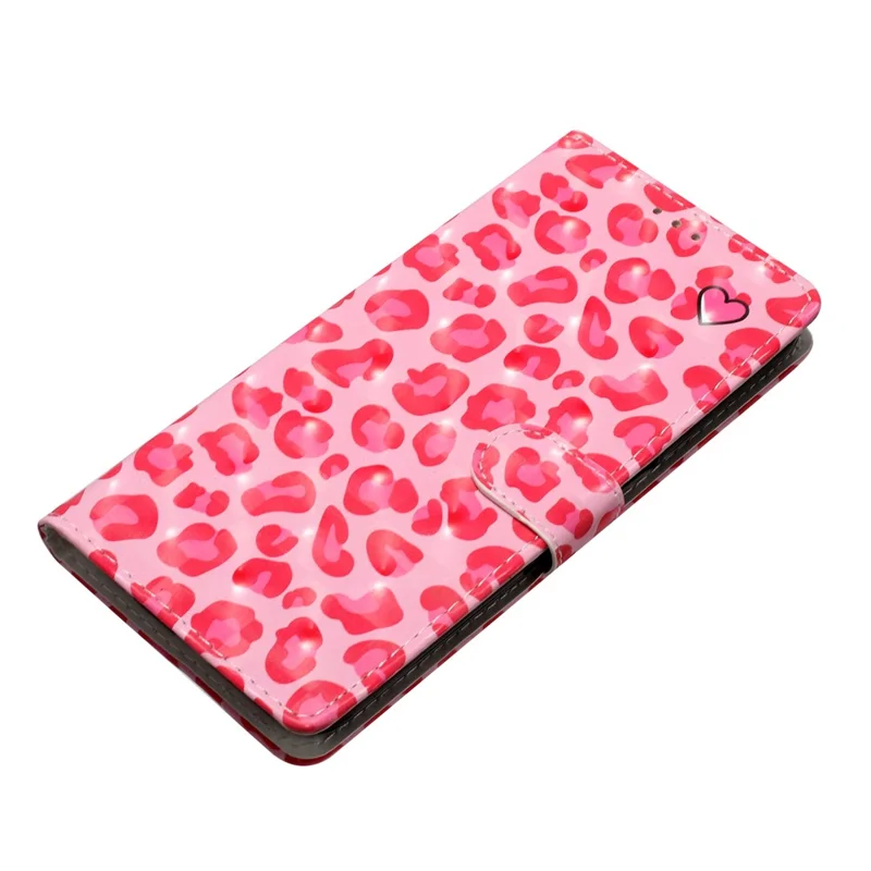 Für Ulefone Note 14 Hülle mit Kartenfach 3D-Muster Leder-Wallet Flip Cover - Rosa Leoparden-Print