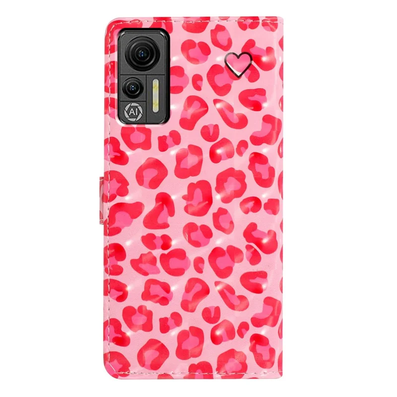 Für Ulefone Note 14 Hülle mit Kartenfach 3D-Muster Leder-Wallet Flip Cover - Rosa Leoparden-Print