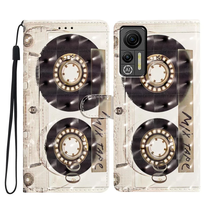 غطاء لهاتف Ulefone Note 14 مع منظم بطاقات وتصميم نمط ثلاثي الأبعاد من الجلد على شكل شريط، غطاء محفظة قابل للطي