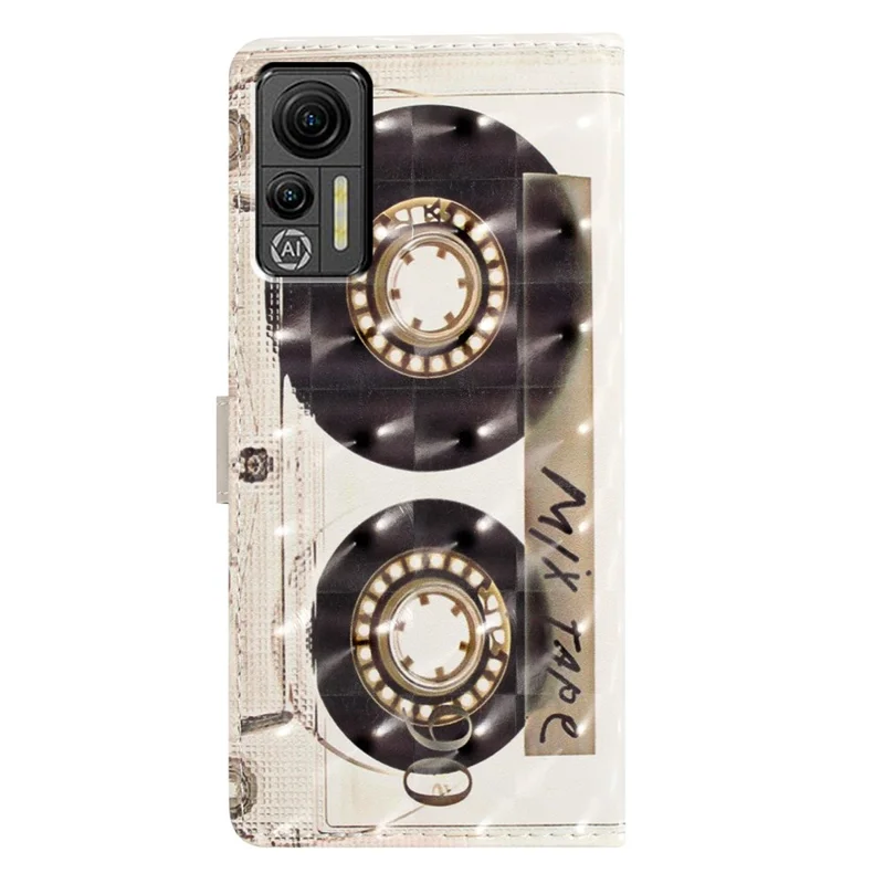 غطاء لهاتف Ulefone Note 14 مع منظم بطاقات وتصميم نمط ثلاثي الأبعاد من الجلد على شكل شريط، غطاء محفظة قابل للطي