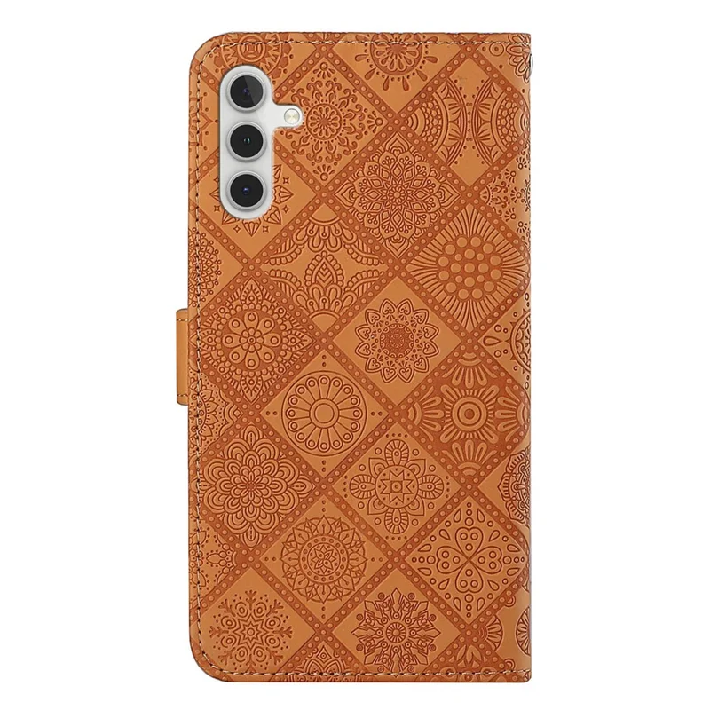 Leather Wallet Phone Case for Samsung Galaxy A05s 4G Ethnic Style Cover - Brown