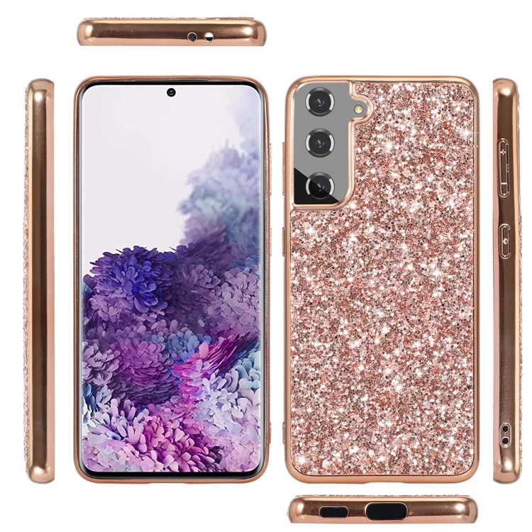 Para Samsung Galaxy S24 Case Electroplating TPU Frame + PC Back Smartphone Cover - Rose Gold