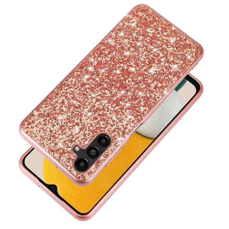 For Samsung Galaxy A15 5G Case Glitter Electroplated TPU Frame PC Back Cover - Red