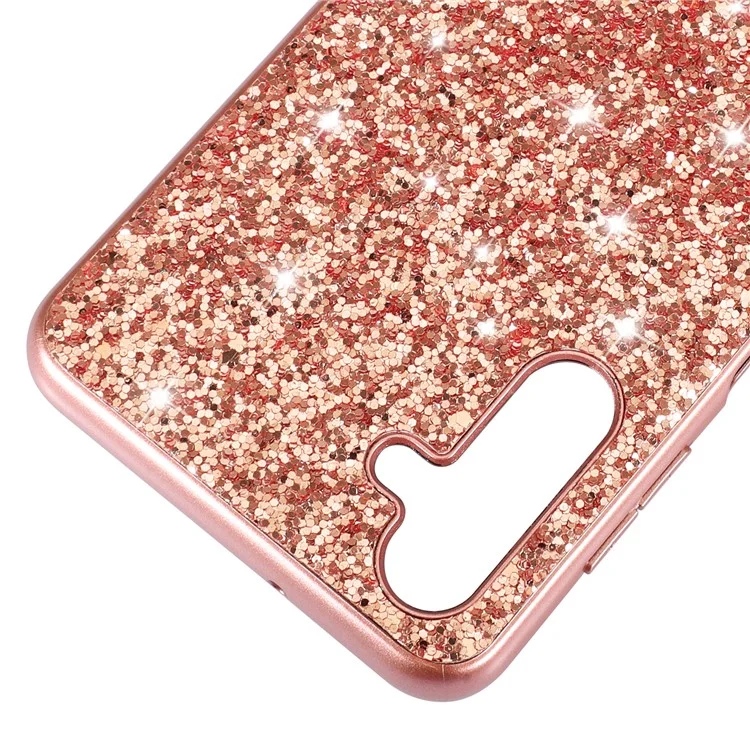 For Samsung Galaxy A15 5G Case Glitter Electroplated TPU Frame PC Back Cover - Red