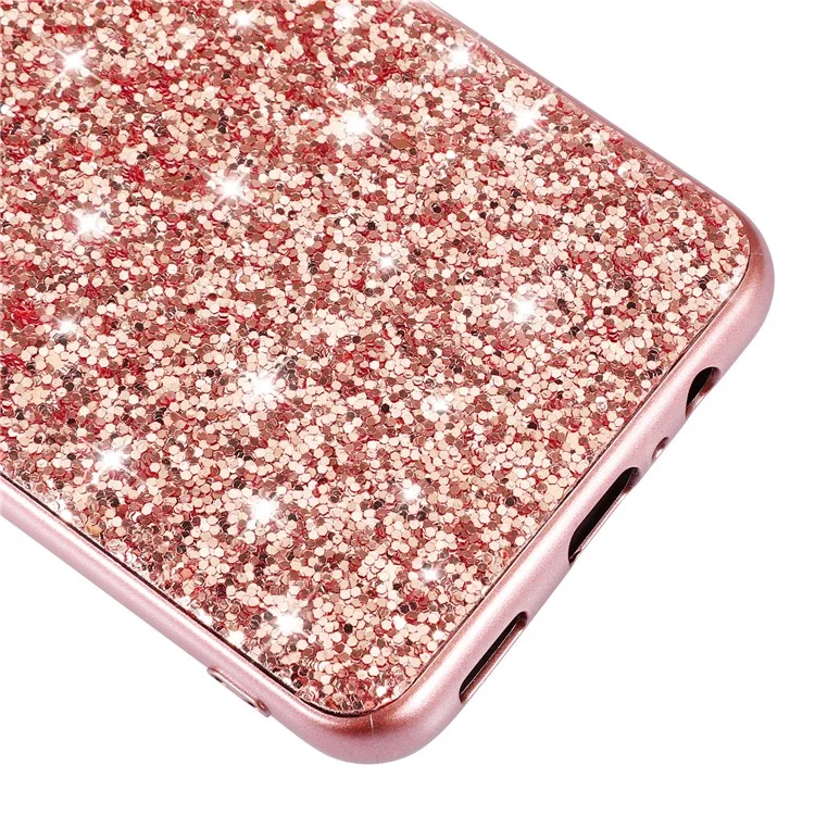 For Samsung Galaxy A15 5G Case Glitter Electroplated TPU Frame PC Back Cover - Red