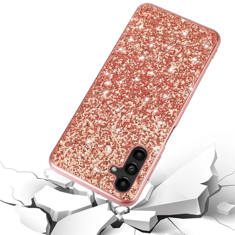 For Samsung Galaxy A15 5G Case Glitter Electroplated TPU Frame PC Back Cover - Black
