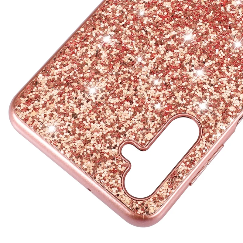 For Samsung Galaxy A15 5G Case Glitter Electroplated TPU Frame PC Back Cover - Black
