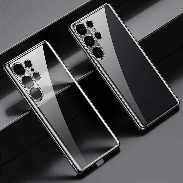SULADA Para Samsung Galaxy S24 Ultra Case Ultra-Thin Electroplated Clear Phone Cover - Preto
