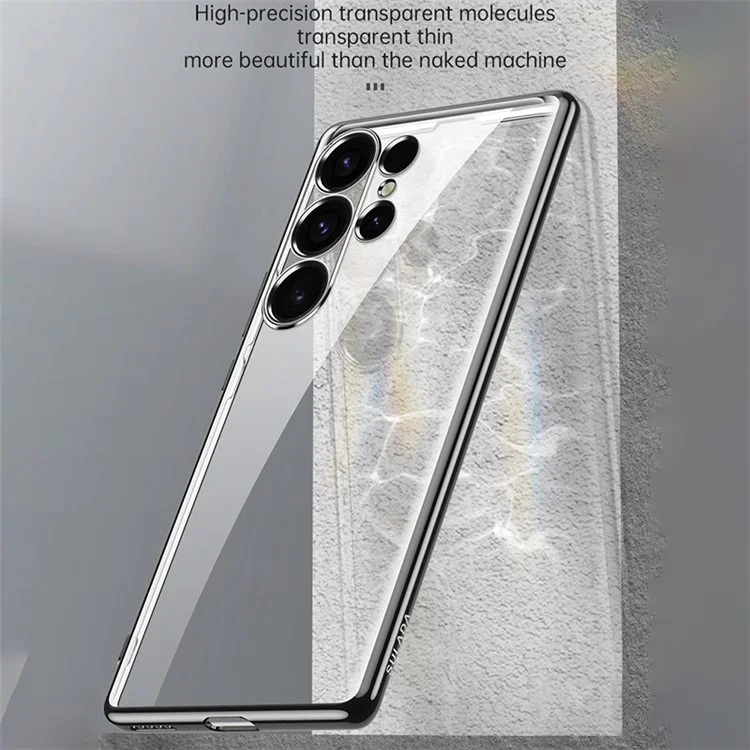 SULADA Para Samsung Galaxy S24 Ultra Case Ultra-Thin Electroplated Clear Phone Cover - Preto