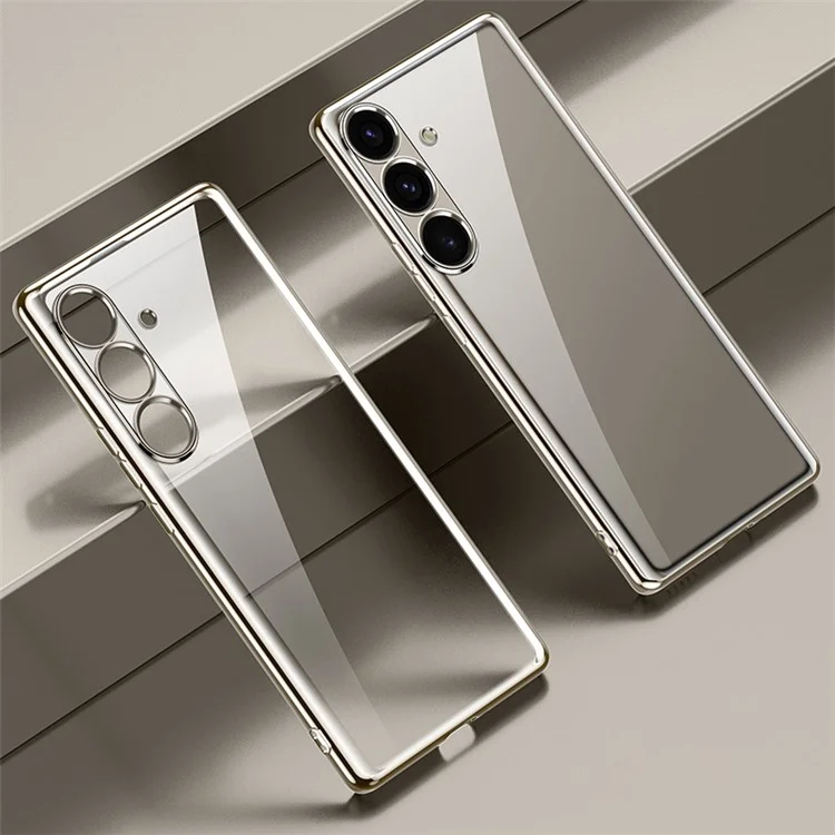 SULADA для Samsung Galaxy S24+ Clear Case Ultra-Thin Electroplated Edge TPU Cover - Титановый серый