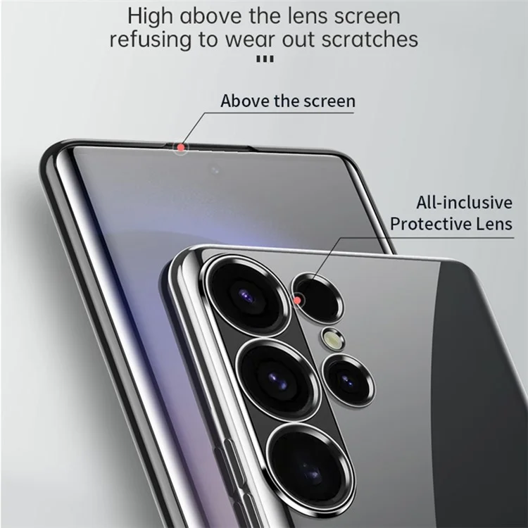 SULADA для Samsung Galaxy S24+ Clear Case Ultra-Thin Electroplated Edge TPU Cover - Титановый серый