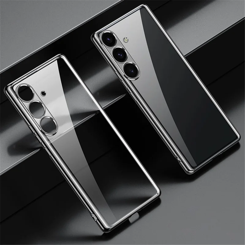 SULADA For Samsung Galaxy S24+ Clear Case Ultra-Thin Electroplated Edge TPU Cover - Black