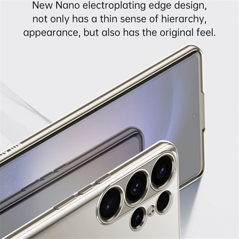 SULADA For Samsung Galaxy S24+ Clear Case Ultra-Thin Electroplated Edge TPU Cover - Black