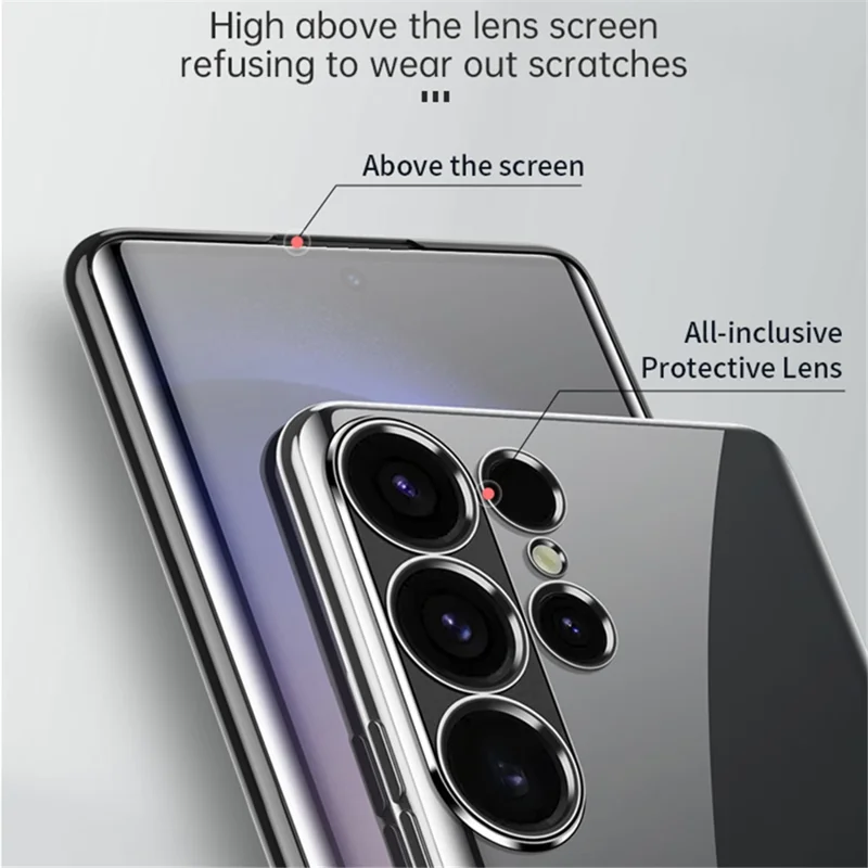 SULADA For Samsung Galaxy S24+ Clear Case Ultra-Thin Electroplated Edge TPU Cover - Black