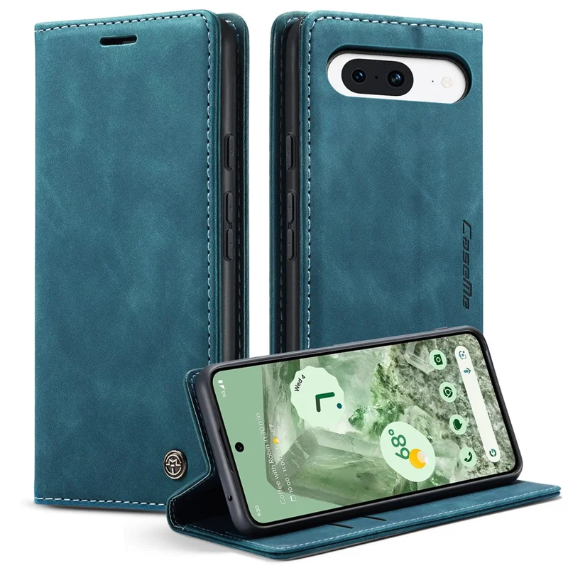 CASEME 013 Series For Google Pixel 8a Magnetic Case Anti-scratch PU Leather Phone Wallet Cover - Blue