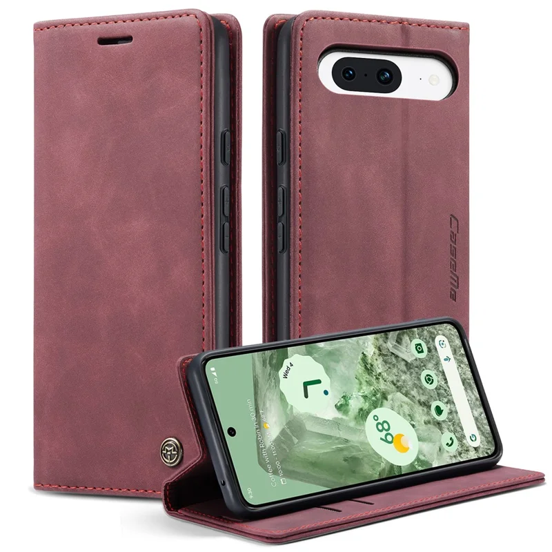 CASEME 013 Series For Google Pixel 8a Magnetic Case Anti-scratch PU Leather Phone Wallet Cover - Red