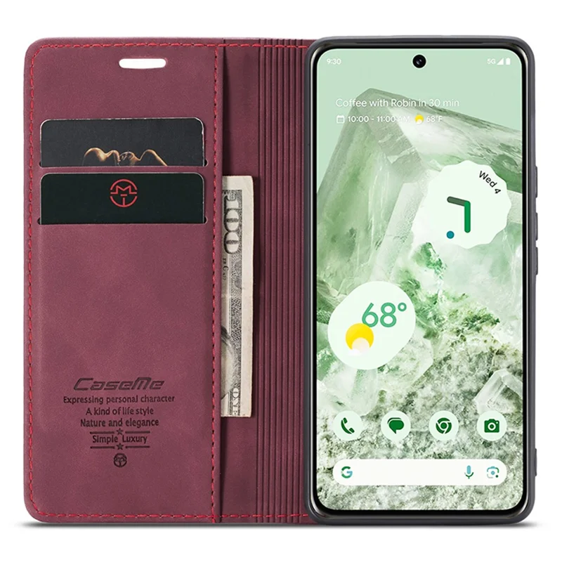 CASEME 013 Series For Google Pixel 8a Magnetic Case Anti-scratch PU Leather Phone Wallet Cover - Red