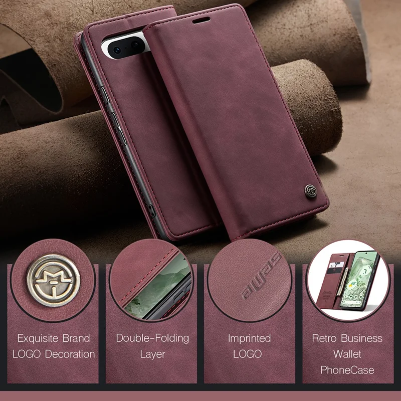CASEME 013 Series For Google Pixel 8a Magnetic Case Anti-scratch PU Leather Phone Wallet Cover - Red