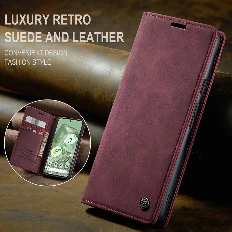 CASEME 013 Series For Google Pixel 8a Magnetic Case Anti-scratch PU Leather Phone Wallet Cover - Red