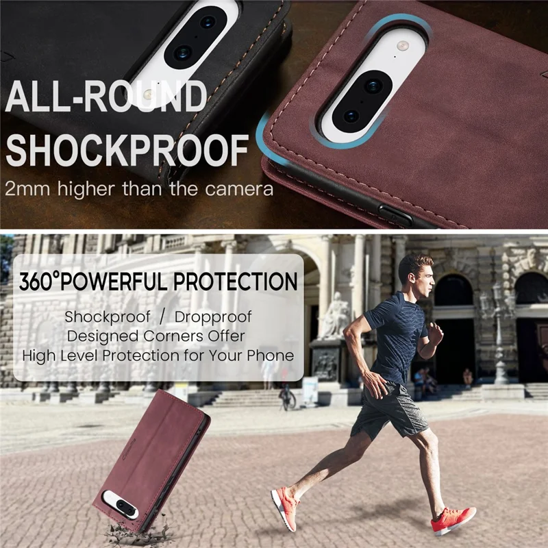CASEME 013 Series For Google Pixel 8a Magnetic Case Anti-scratch PU Leather Phone Wallet Cover - Red