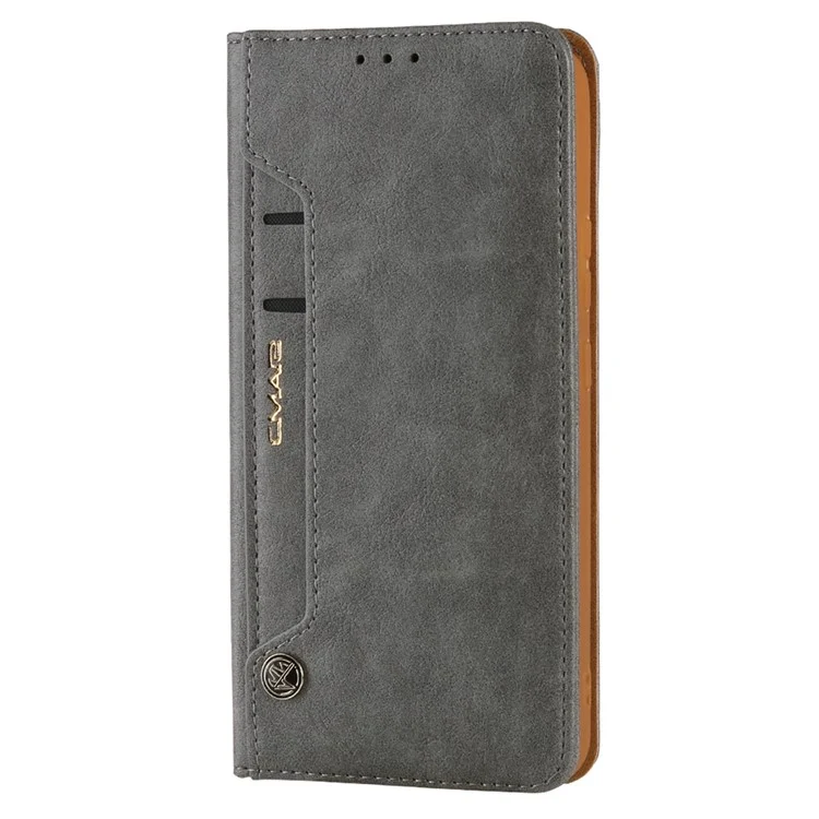 CMAI2 Para Samsung Galaxy S23 Case PU Leather Card Holder Phone Wallet Cover - Cinza