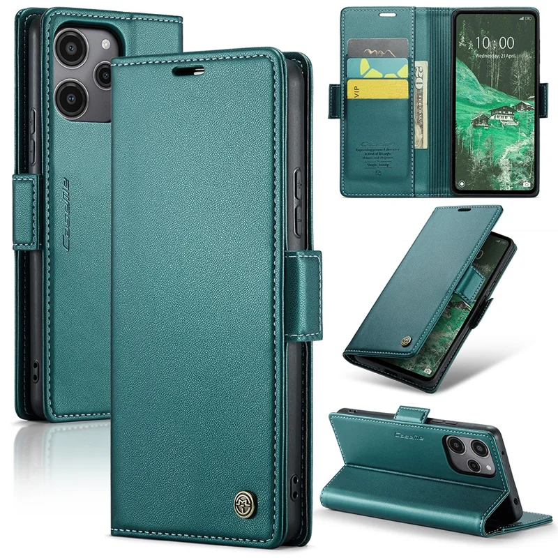CASEME 023 Serie para Xiaomi Redmi 12 4G / 12 5G (Global) / Redmi Note 12R 5G / Poco M6 Pro 5G Funda Textura Brillo de Litchi - Verde