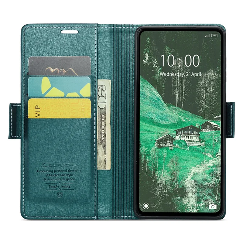 CASEME 023 Serie para Xiaomi Redmi 12 4G / 12 5G (Global) / Redmi Note 12R 5G / Poco M6 Pro 5G Funda Textura Brillo de Litchi - Verde