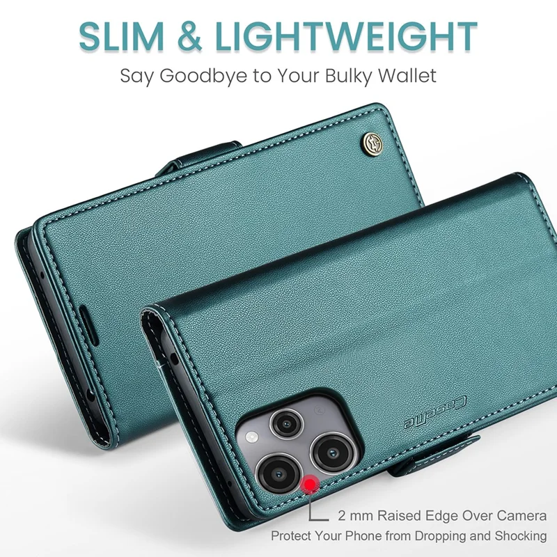 CASEME 023 Serie para Xiaomi Redmi 12 4G / 12 5G (Global) / Redmi Note 12R 5G / Poco M6 Pro 5G Funda Textura Brillo de Litchi - Verde