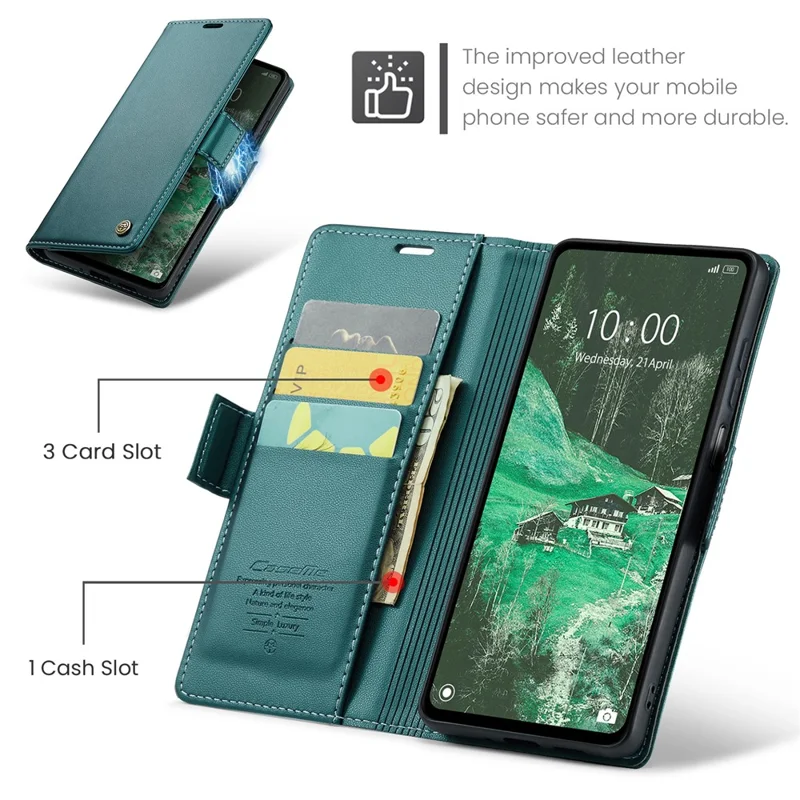 CASEME 023 Serie para Xiaomi Redmi 12 4G / 12 5G (Global) / Redmi Note 12R 5G / Poco M6 Pro 5G Funda Textura Brillo de Litchi - Verde