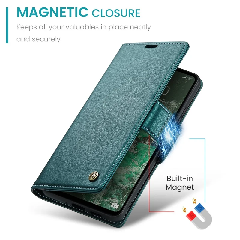 CASEME 023 Serie para Xiaomi Redmi 12 4G / 12 5G (Global) / Redmi Note 12R 5G / Poco M6 Pro 5G Funda Textura Brillo de Litchi - Verde