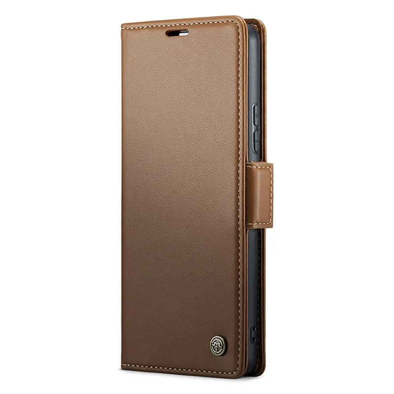 CASEME 023 Serie per Xiaomi Redmi 12 4G / 12 5G (Global) / Redmi Note 12R 5G / Poco M6 Pro 5G Custodia Texture Lucida Litchi - Marrone